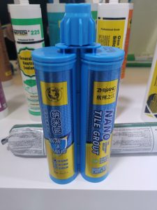Tile adhesive, tile grout and waterproofing product examples